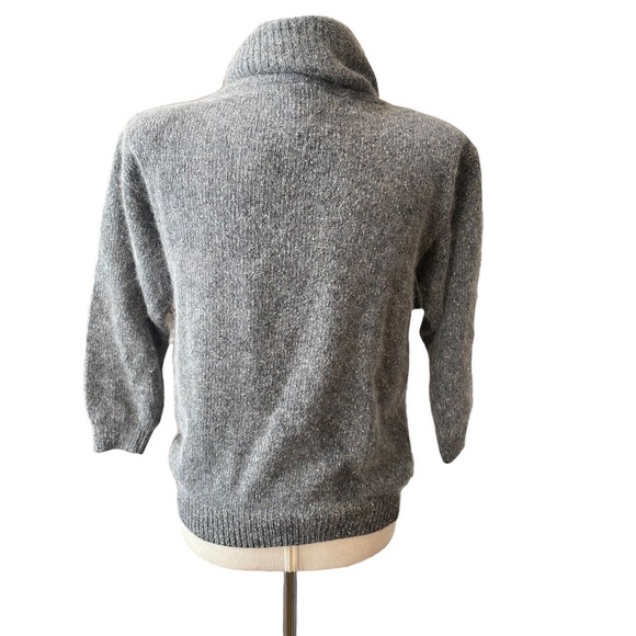 Angora Sweater Silk Gray Embellished Pearls Small Medium‎ Cowl Neck Vintage 90s - Picture 4 of 8